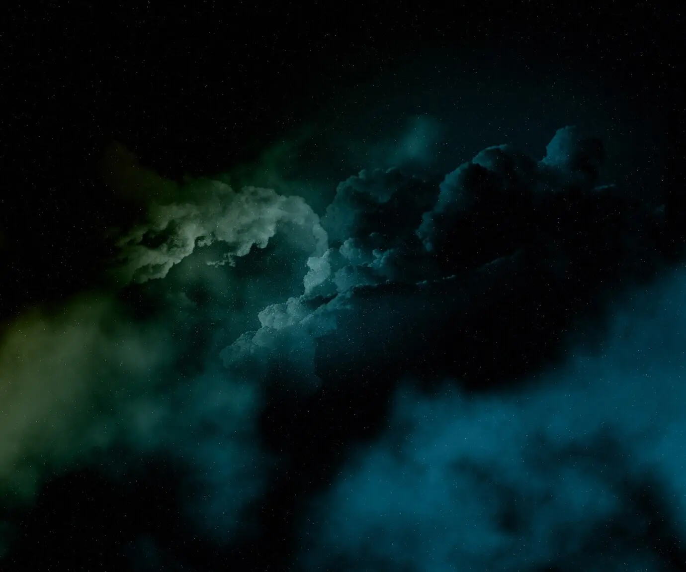 A vibrant night sky featuring stars and a nebula.